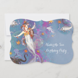Invitación Bajo la Fiesta del Cumpleaños de la Sirena de Mar