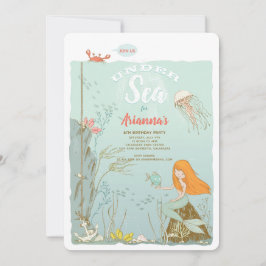 Invitación Bajo la Fiesta del Cumpleaños de la Sirena de Mar
