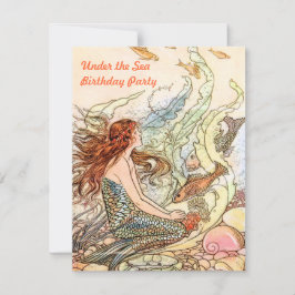 Invitación Bajo la Fiesta del Cumpleaños de la Sirena de Mar