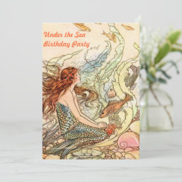 Invitación Bajo la Fiesta del Cumpleaños de la Sirena de Mar