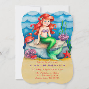 Invitación Bajo la Fiesta del Cumpleaños de la Sirena de Mar