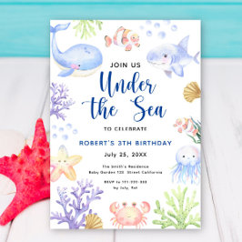 Invitación Bajo la Fiesta del Cumpleaños del Mar