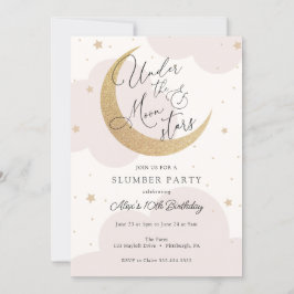 Invitación Bajo la Luna y las Estrellas Sleepover Cumpleaños