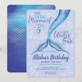 Invitación Bajo la sirena acuarela azul oceánico-irlandesa