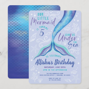 Invitación Bajo la sirena acuarela azul oceánico-irlandesa