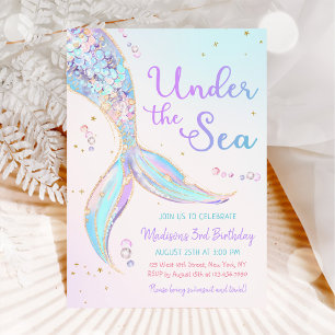 Invitación Bajo la sirena del mar, tercer Fiesta de cumpleaño