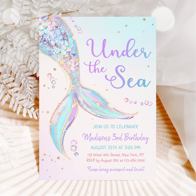 Invitación Bajo la sirena del mar, tercer Fiesta de cumpleaño (Subido por el creador)