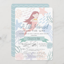 Invitación Bajo la sirena marina, Baby Shower virtual verde