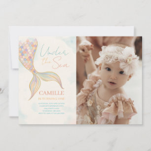 Invitación Bajo la sirena marina, foto de la fiesta de cumple