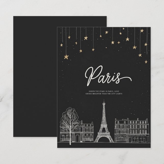 Invitación Bajo las estrellas en París (Anverso / Reverso)