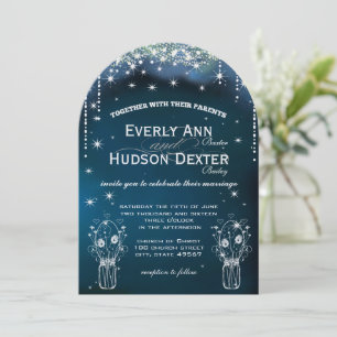 Invitación Bajo las estrellas Mason Jar Floral Farmhouse Boda