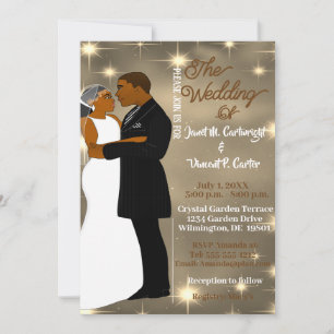 Invitación Bajo las estrellas Sky Sepia Boda afroamericano