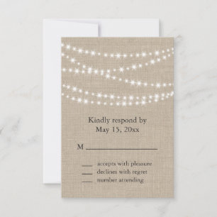 Invitación Bajo las luces de Twinkle en Burlap RSVP