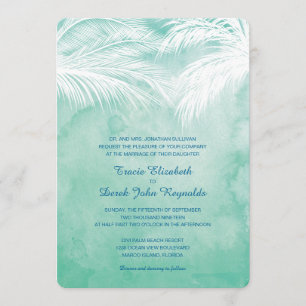 Invitación Bajo las palmeras   Boda de acuarela