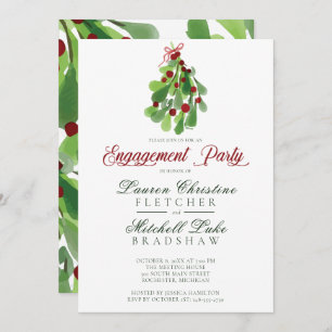 Invitación Bajo los Navidades Mistletoe Engagement
