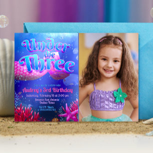 Invitación Bajo los Tres - Sirena con Foto