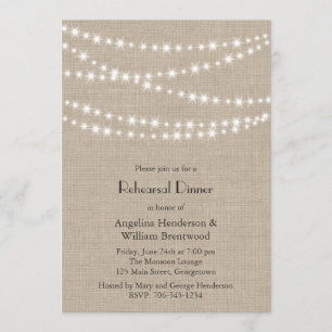 Invitación Bajo luces del centelleo en cena del ensayo de la