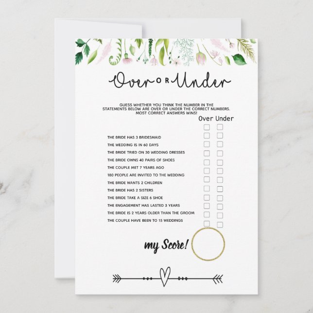 Invitación bajo o sobre juego de ducha de bebé de novia (Anverso)