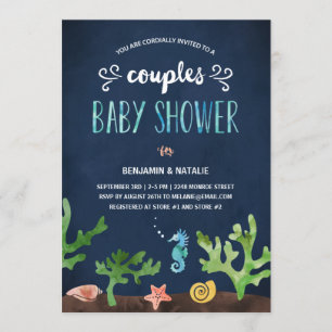 Invitación Bajo pares Baby Shower del mar el
