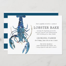 Invitación Bake Ocean Blue Lobster Birday | De rayas