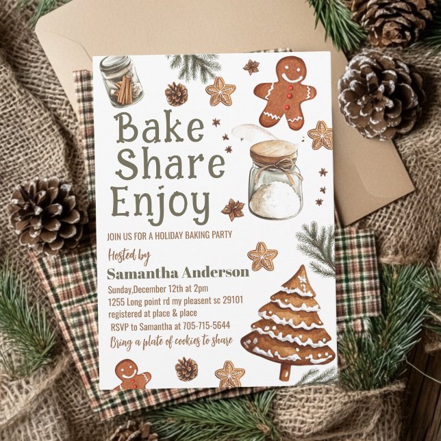 Invitación Bake Share Disfruta de Navidades Verdes y Marrones (Subido por el creador)