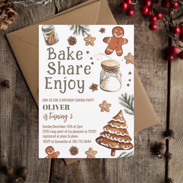Invitación Bake Share Enjoy Christmas Birthday  Party (Subido por el creador)