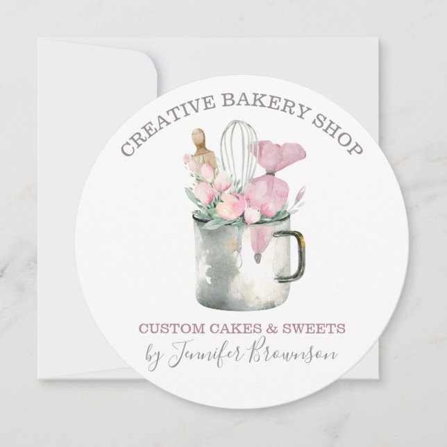 Invitación Bakery Pastry Chef mug Boho chic flower patisserie (Anverso)
