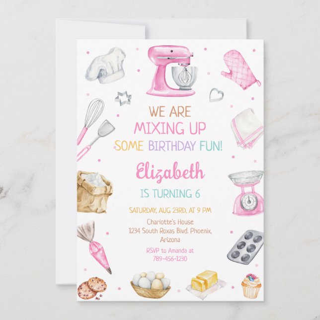 Invitación Baking Cooking Birthday Party Invitation (Anverso)