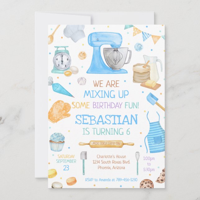 Invitación Baking Cooking Birthday Party Invitation (Anverso)