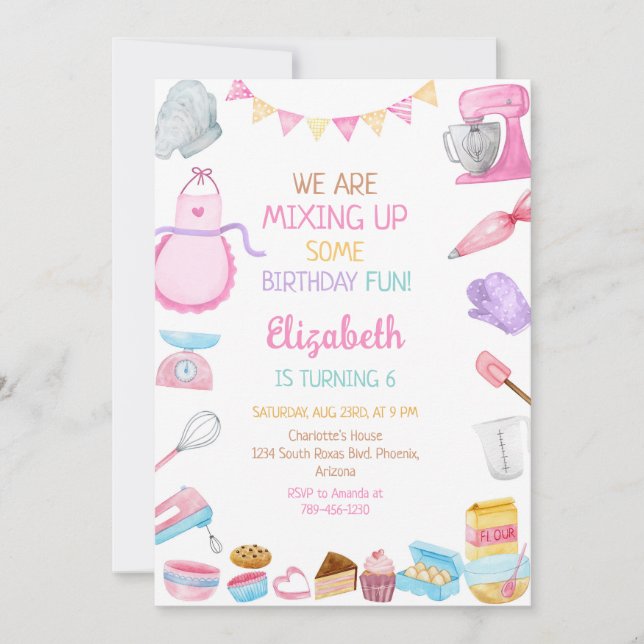 Invitación Baking Cooking Birthday Party Invitation (Anverso)