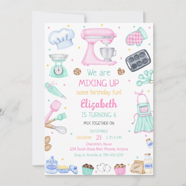 Invitación Baking Cooking Party Birthday Invitation (Anverso)