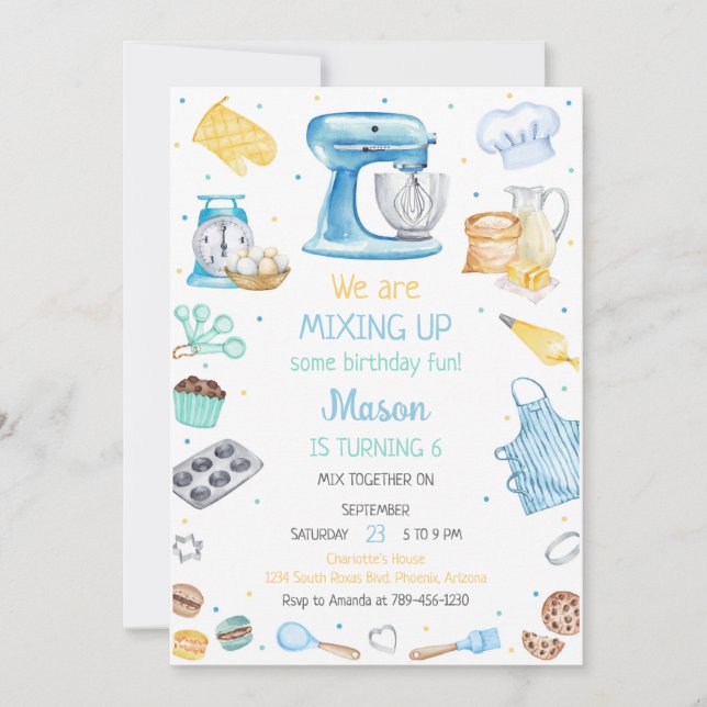 Invitación Baking Cooking Party Birthday Invitation (Anverso)