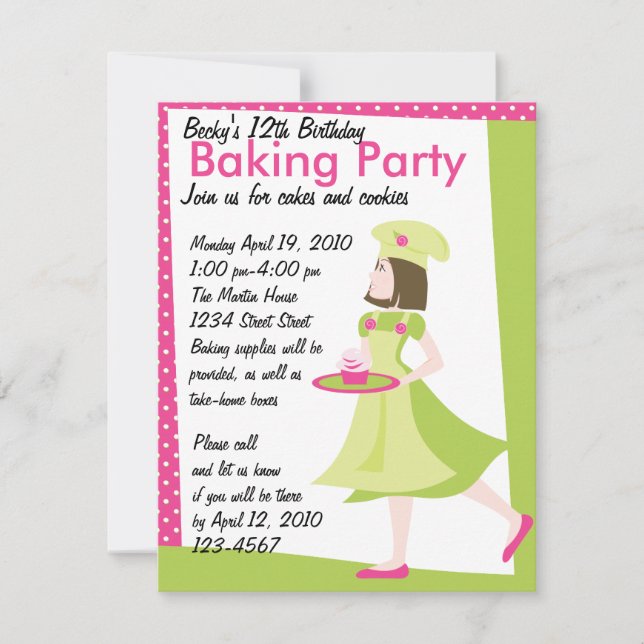 Invitación Baking Cutie (Anverso)