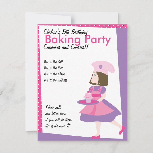 Invitación Baking Cutie-Purple (Anverso)