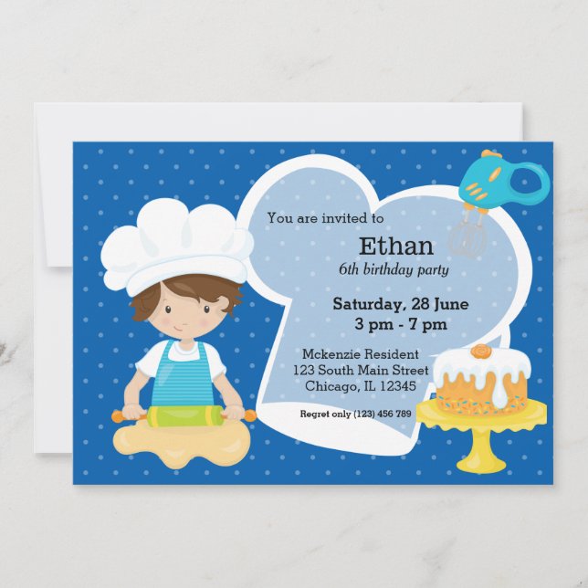 Invitación Baking * elige el color de fondo (Anverso)
