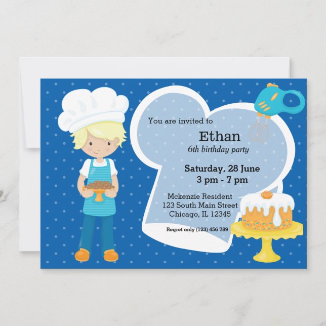 Invitación Baking * elige el color de fondo (Anverso)