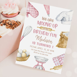 Invitación Baking Fiesta Chica Niños Cocinando Cumpleaños
