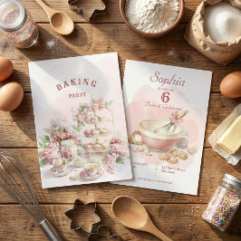 Invitación Baking Party Birthday Girls | Elegant Soft Pastel