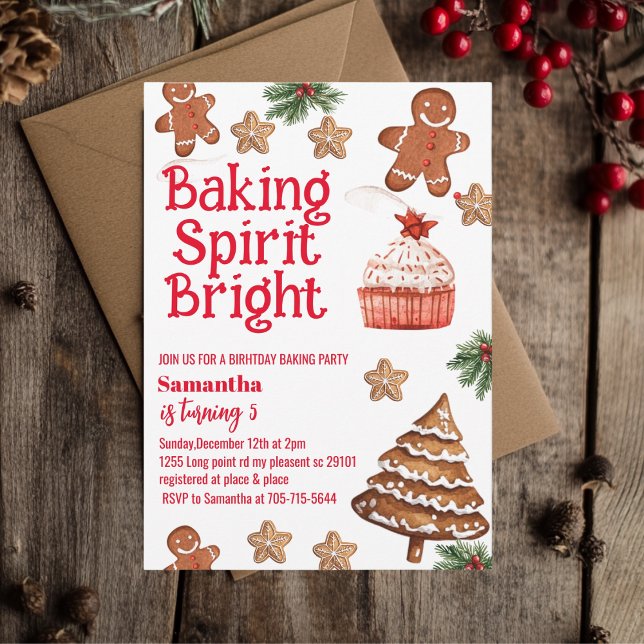 Invitación Baking Spirit Bright Christmas Cookie Birthday (Subido por el creador)