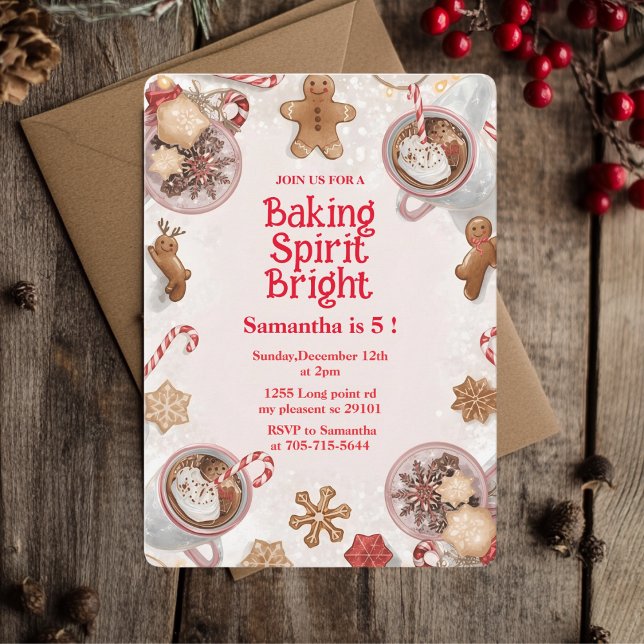 Invitación Baking Spirit Bright Christmas Cookie Birthday (Subido por el creador)