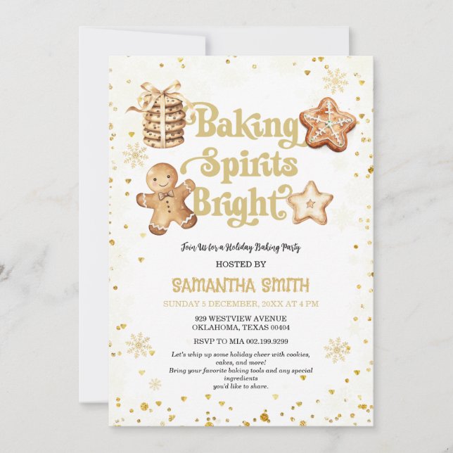Invitación Baking Spirit Bright Navidades de oro haciendo Fie (Anverso)