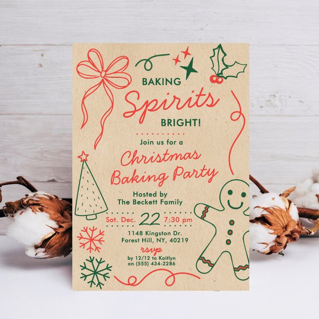 Invitación Baking Spirits Bright | Holiday Cookie Swap Party (Subido por el creador)