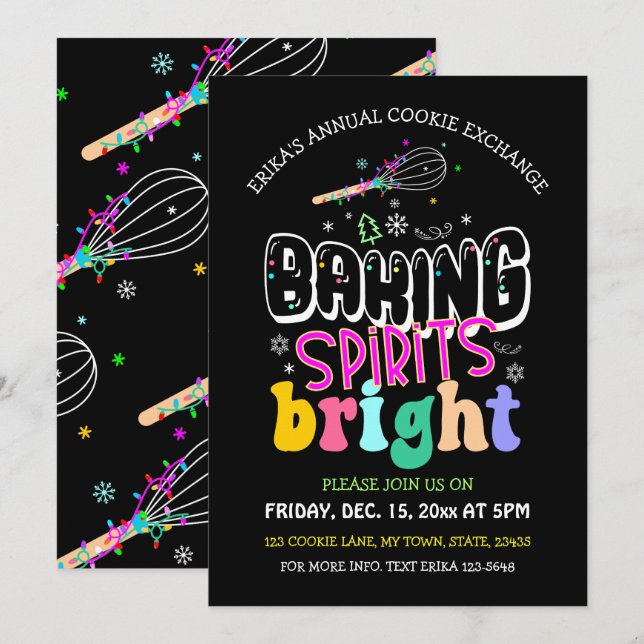Invitación Baking Spirits Brillante Festividad de intercambio (Anverso / Reverso)