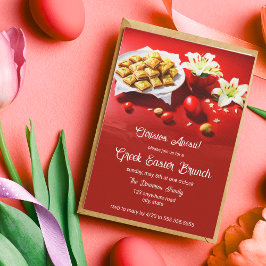 Invitación Baklava De Pascua Griega Con Huevos Y Lilies Invit