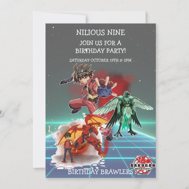INVITACIÓN BAKUGAN BIRTHDAY BUNDLE (Anverso)