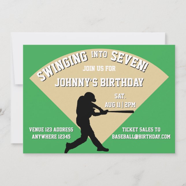 Invitación Balanceándose en un cumpleaños de béisbol (Anverso)