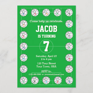 Invitación Balas de fútbol y cumpleaños de campo de fútbol