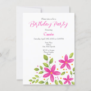 Invitación Balcón floral de acuarela rosa caliente