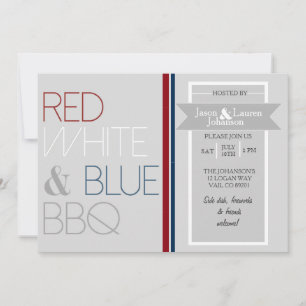 Invitación Balcón moderno rojo blanco y azul 4 de julio Fie