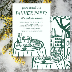 Invitación Balconcito de Fiesta de Cena Caprichosa Dibujado a